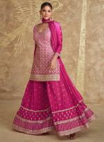 Chinnon Silk Pink Wedding Wear Embroidery Work Readymade Plazzo Suit